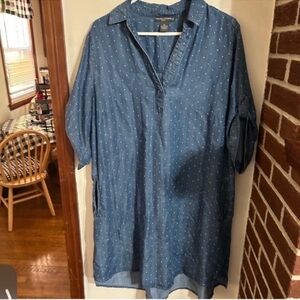Chelsea & Theodore Size 1x Denim Polka Dot Dress